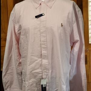 Ralph Lauren Light Pink Striped Dress Shirt Slim Fit